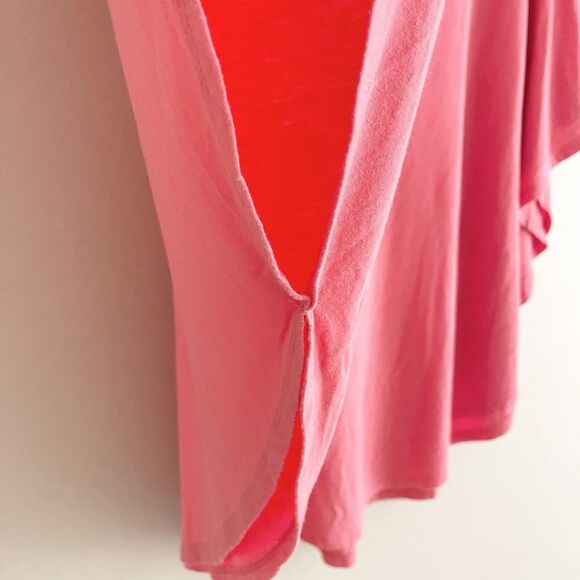 Anna Ava Coral Pink Poncho Style Top Slouchy One Size Flutter Sleeve Jersey Knit - Picture 3 of 6